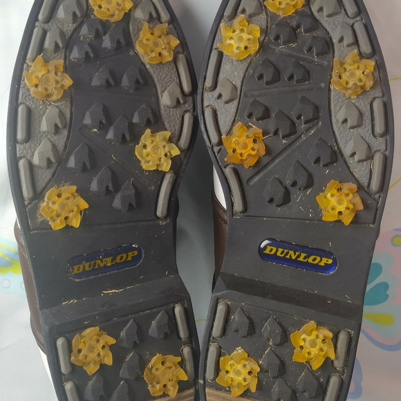 Dunlop Dry Classic Saddle Mens Leather Golf Shoes Size 9 M4750C White and Brown - Picture 13 of 16